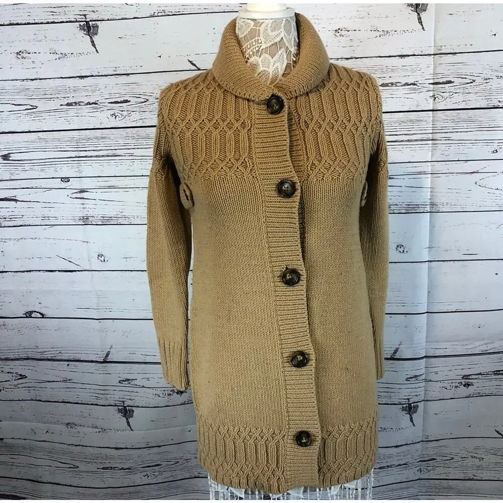Gap kids cable knit long sweater Cardigan shawl collar size XL